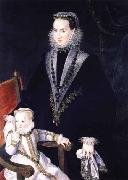 Alonso Sanchez Coello Portrait of Maria Manrique de Lara y Mendoza and her daughter